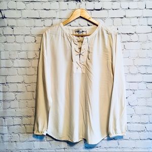Loft lace up peasant blouse